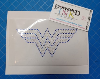 W Woman Bling * 5 x 2.5 * 6ss Stones * Rhinestone * Hotfix * Superhero * Heat Transfer * Iron on *
