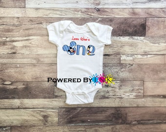 Look Who's One ** Baby 1st birthday ** Baby Turns 1 ** One Piece Bodysuit **