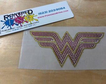 W Woman Bling * 8.25" x 4" * Rhinestone * Hotfix * Superhero * Heat Transfer * Iron on * Sparkly