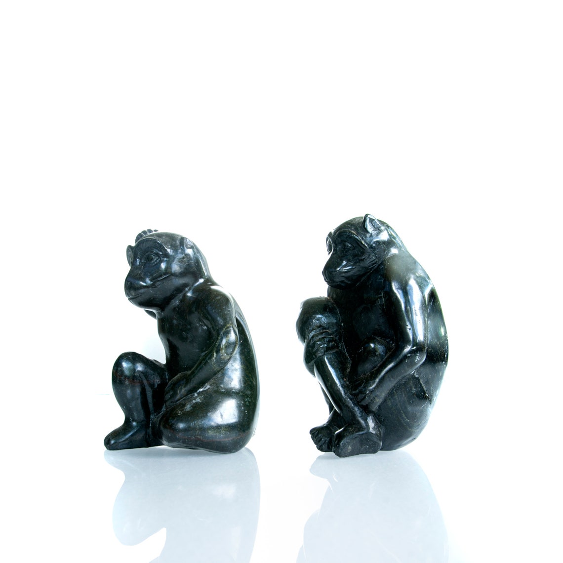 Pair of Vintage Monkey Stone Statue Sculptures Etsy