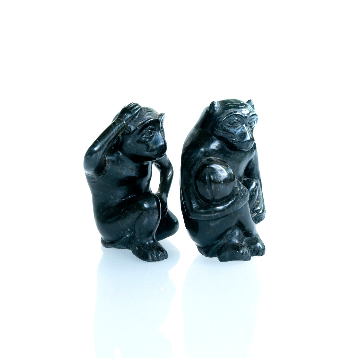Pair of Vintage Monkey Stone Statue Sculptures Etsy