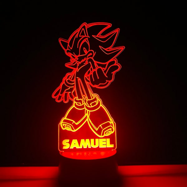 Shadow Hedgehog 3D LED Personalized Night Light | LED Lamp, Personalized Gift, Color LED Night Light Lamp, 3D Lamp, Engrave, Sonic|