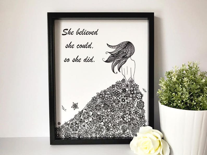 She believed she could art quote / Customizable / Art quote / image 4