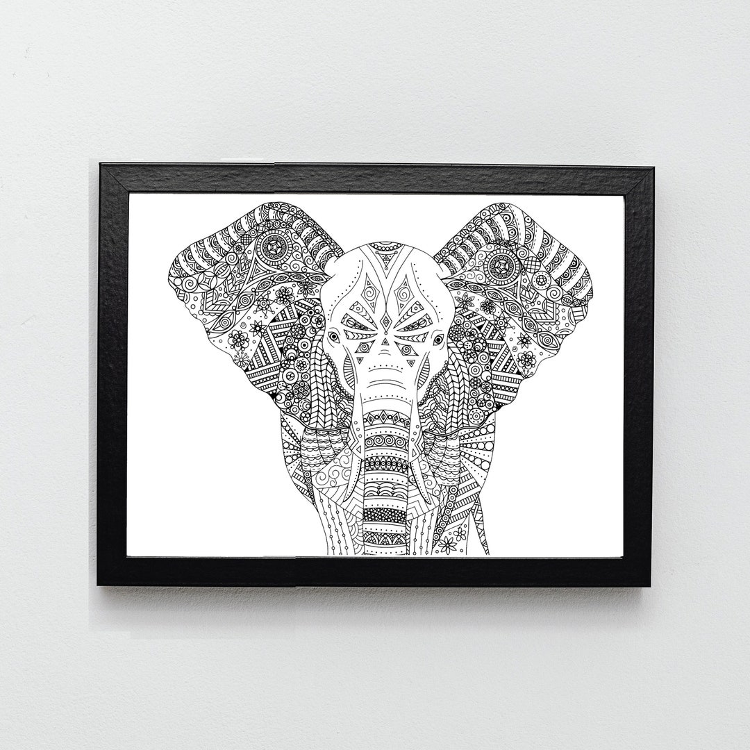 Elephant Safari Wall Art Print / Black and White Art / 11x14 / Etsy