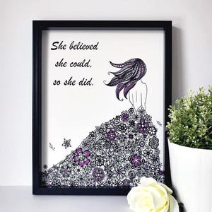 She believed she could art quote / Customizable / Art quote / image 6
