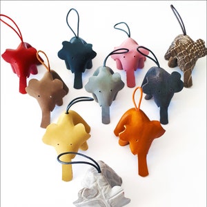 Handmade folded leather elephant keychain. Perfect Gift for Animal Lovers