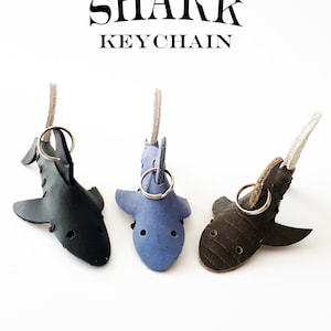 Handmade Leather Shark Keychain. Unique Accessory for Ocean Lovers