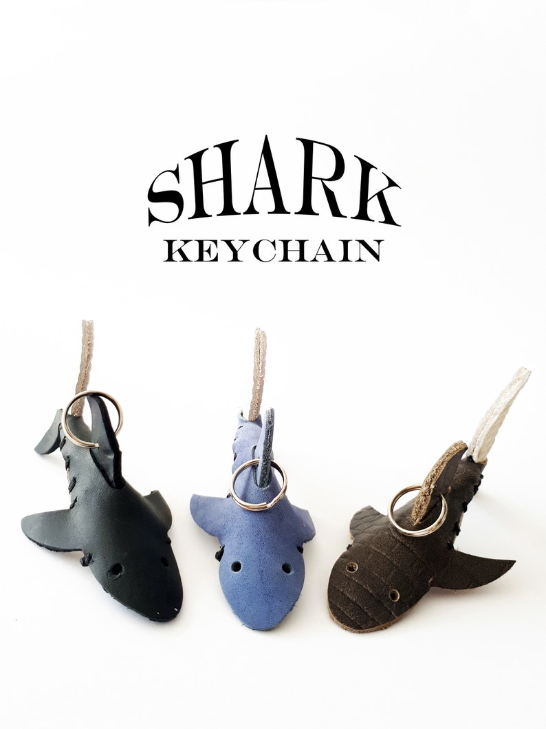 Leather Shark Keychain, Leather Shark, Keychain Shark, Shark, Keychain