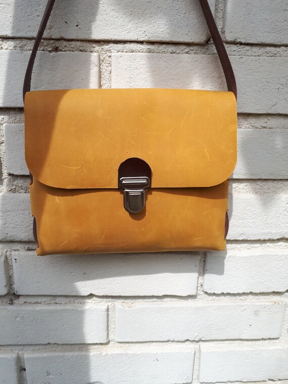mustard yellow leather bag