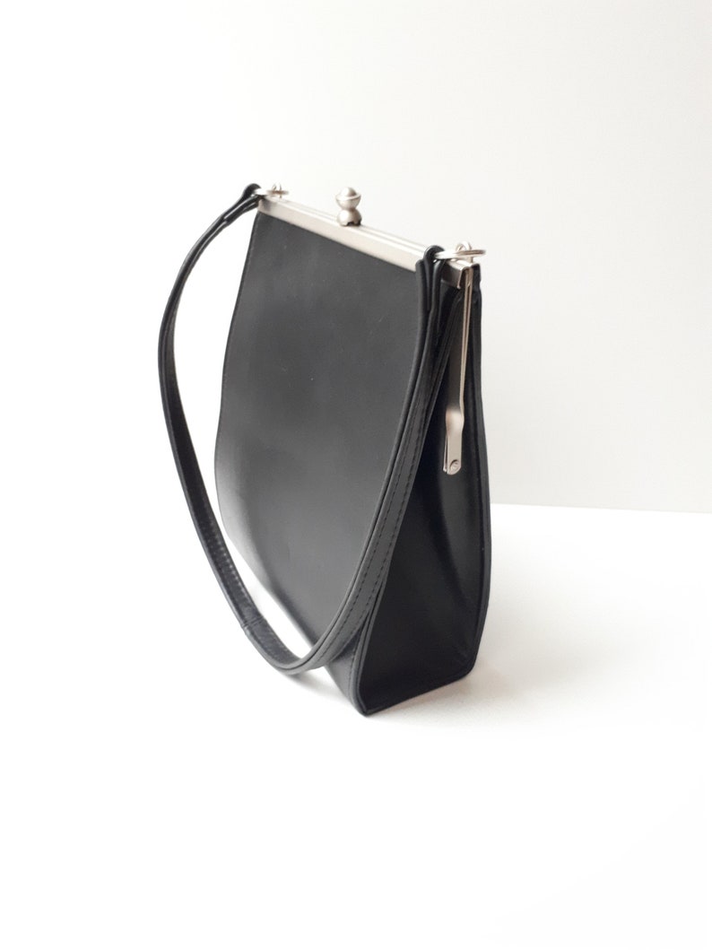 Black Calf Leather Bag Frame Bag Clutch Bag Shoulder Bag Etsy