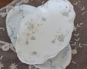 Two Sweet White Vintage Porcelain Platters England and Austria Blue Transferware Antique Plate Serving Dish