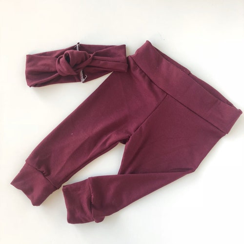 Burgundy Baby Leggings and Headband Set Newborn Leggings Etsy