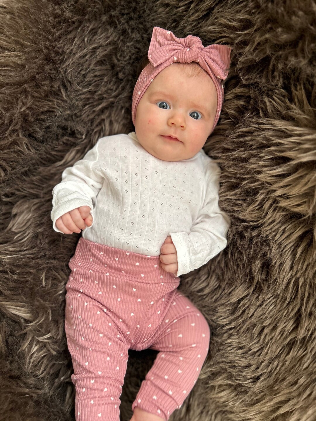 Mini Hearts Rib Pink Baby Leggings Newborn Leggings Toddler Leggings Baby Leggings Baby Girl