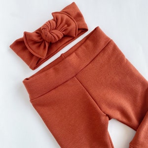 Burnt orange~ super soft baby leggings and headband set newborn leggings newborn take home baby pants baby girl legging