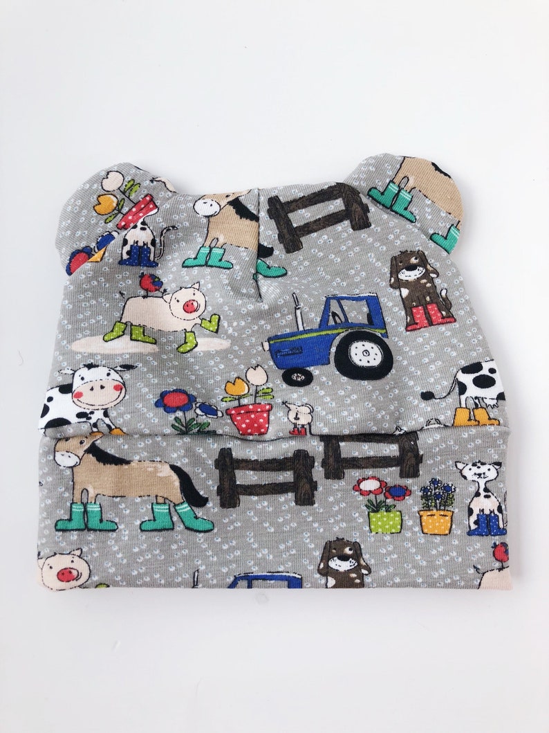 Farm Baby hat girl hat boy hat baby beanie baby girl hat boy hat toddler hat ear hat baby bear hat farm animals tractor baby hat
