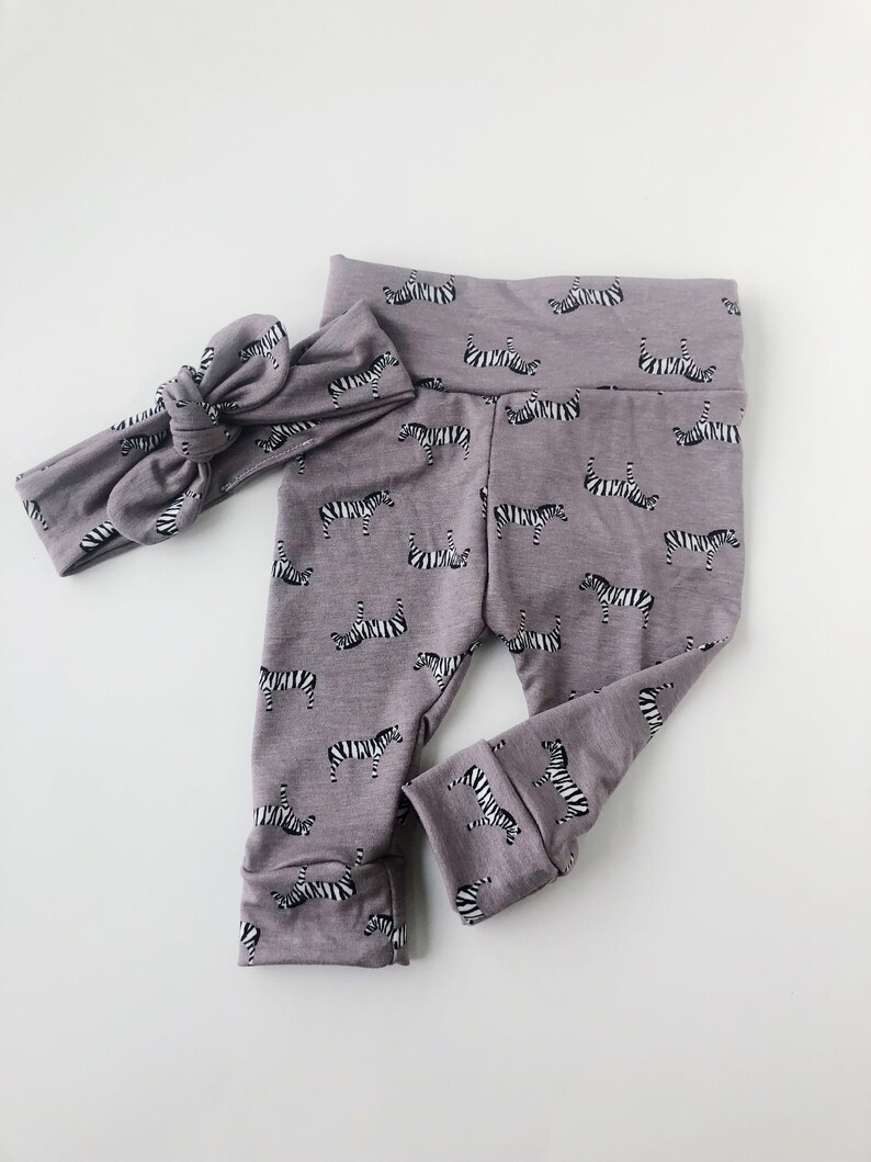 Zebra knot headband and leggings baby leggings newborn RTS 03 mo baby leggings set newborn take home set baby leggings and headband set