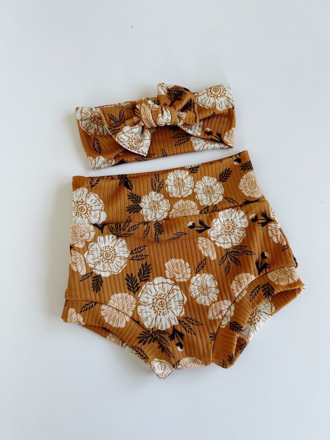 Floral Baby Bummies, Rib Knit Girl Shorties, Baby Bloomers, Newborn ...