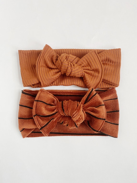 Orange Knit Baby Headband Set, Top Knot Bows (set of 2) - Etsy