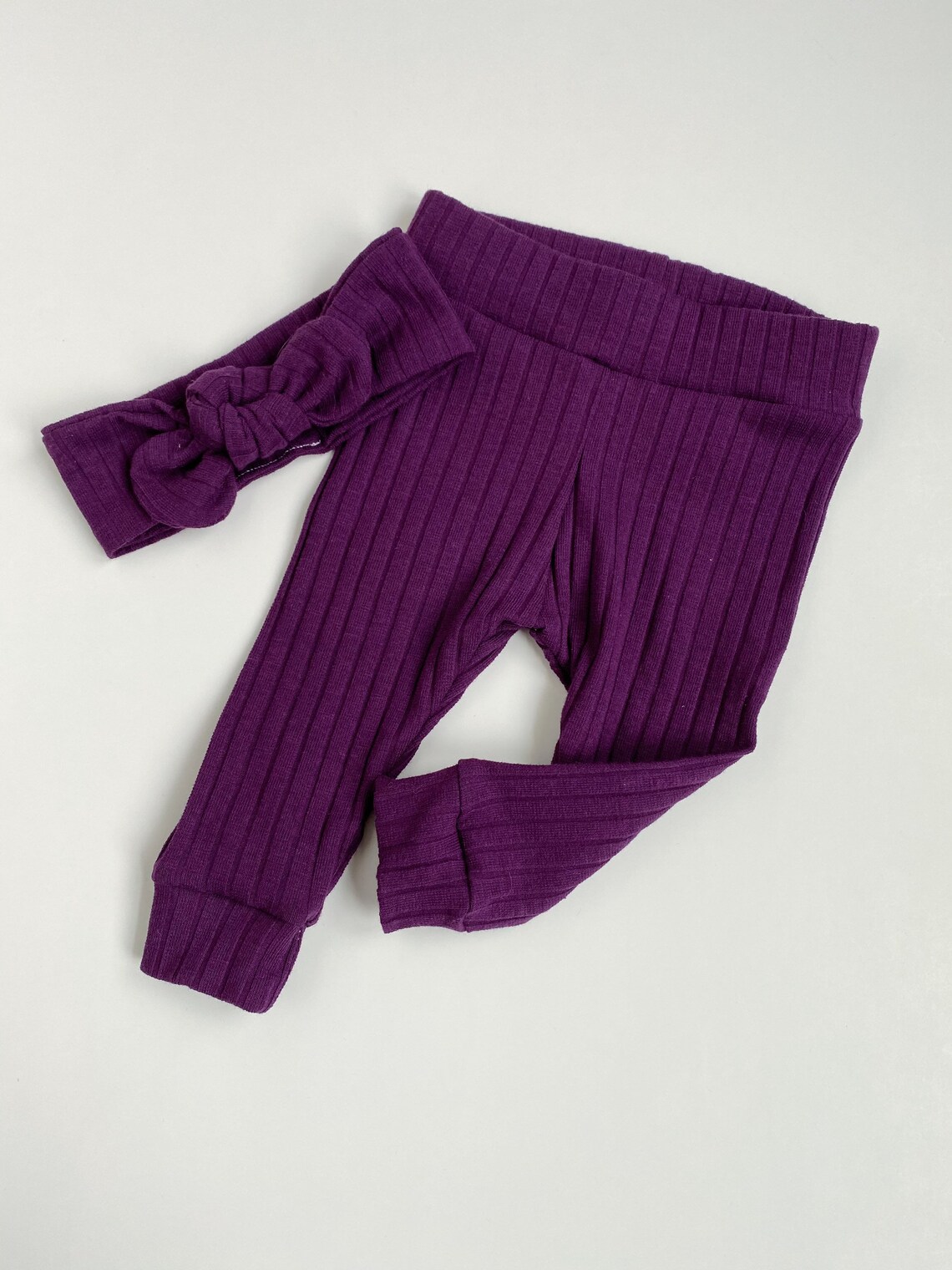 Plum Baby Leggings Set Baby Leggings and Headband Set Newborn Etsy