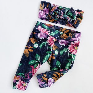 Velvet floral Baby girl leggings newborn leggings toddler leggings baby leggings baby girl pants newborn leggings holiday outfit
