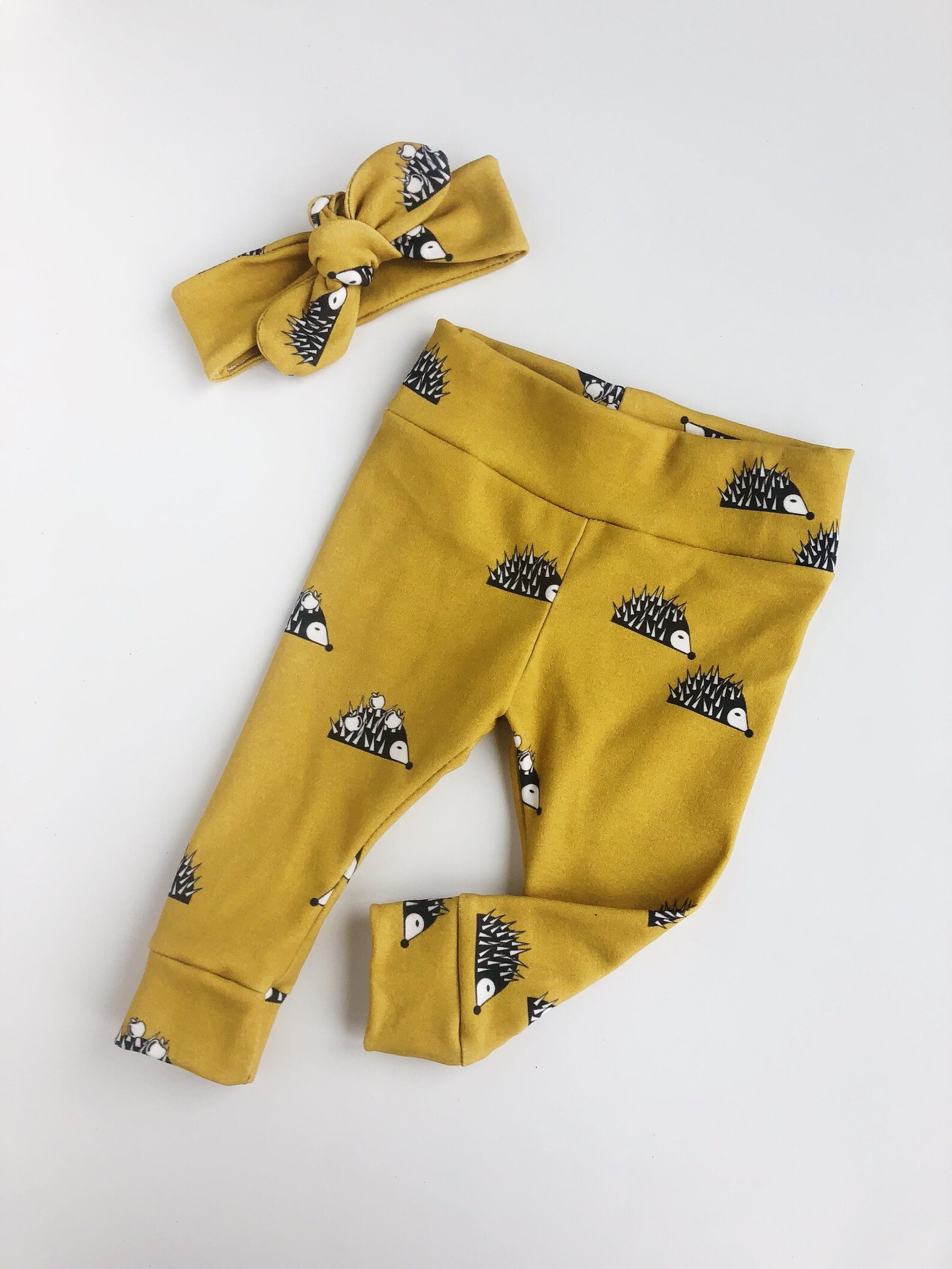 Hedgehogs Organic cotton baby leggings and headband set Etsy