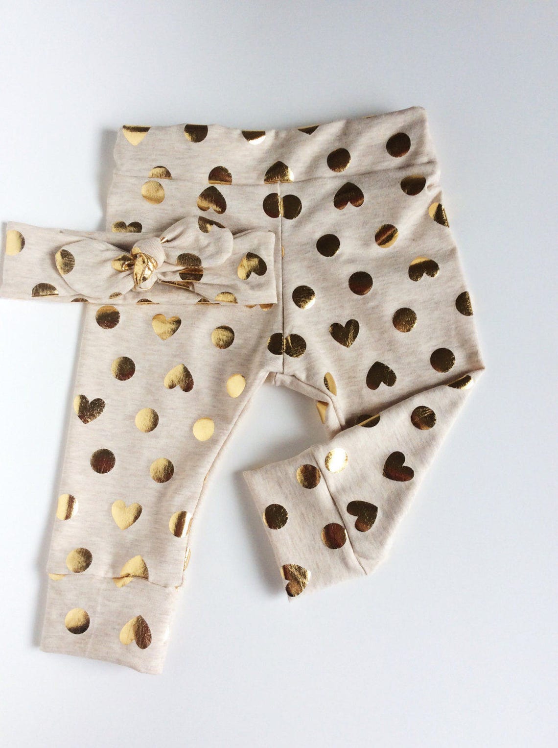 Gold Baby Leggings and Headband Set Newborn Leggings Newborn Etsy