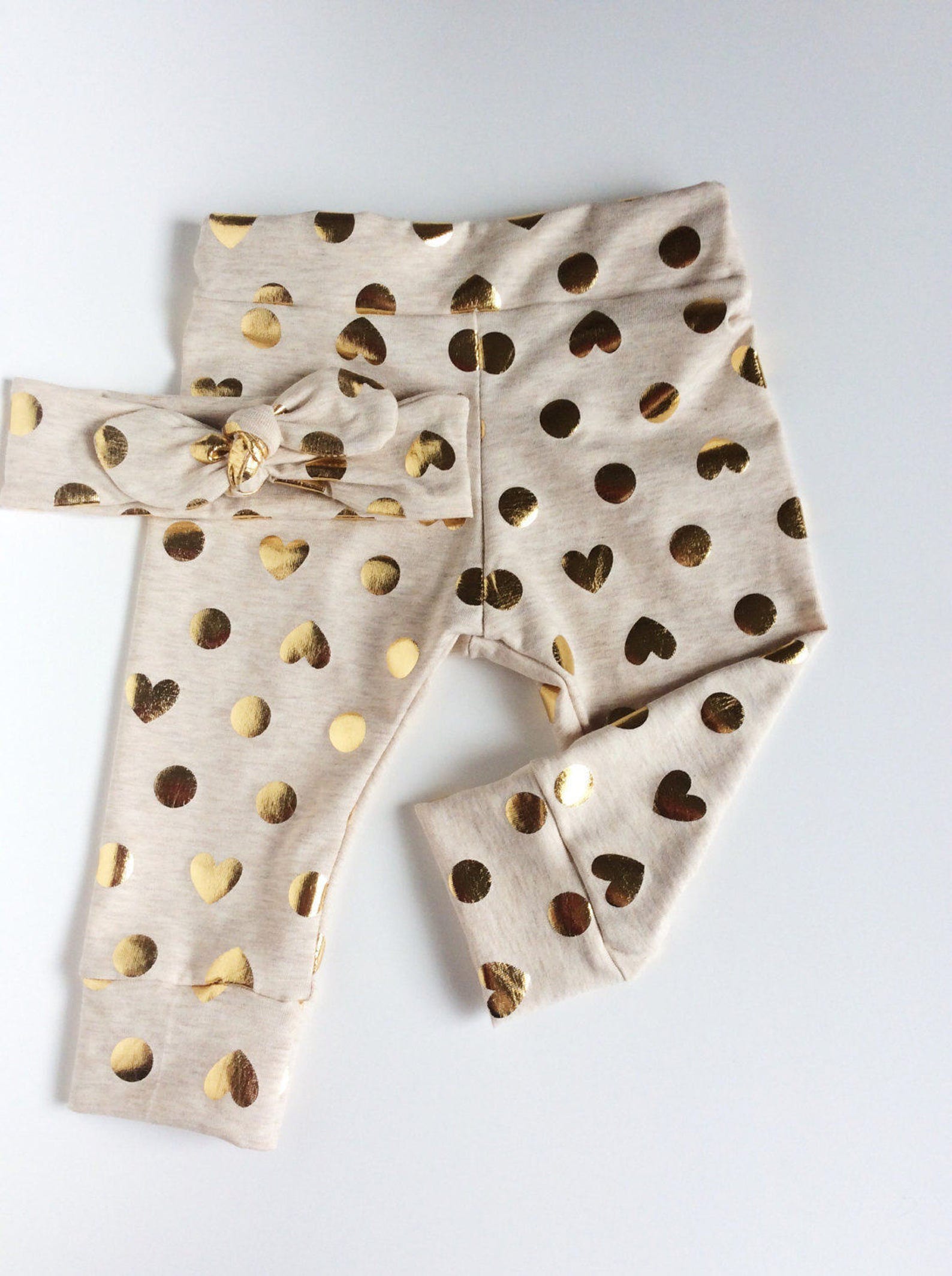 Gold Baby Leggings and Headband Set Newborn Leggings Newborn Etsy