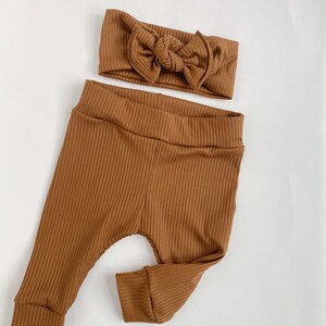 Caramel ribbed~ Baby leggings newborn leggings toddler leggings baby girl leggings floral leggings newborn leggings