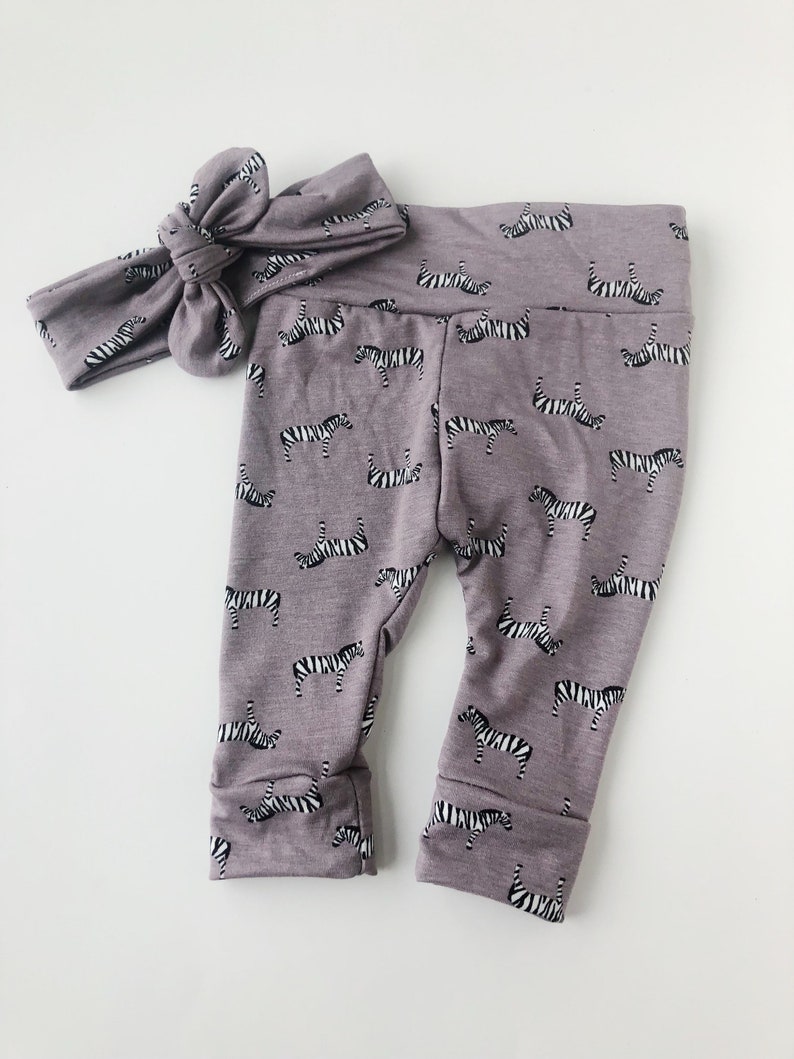 Zebra knot headband and leggings baby leggings newborn RTS 03 mo baby leggings set newborn take home set baby leggings and headband set