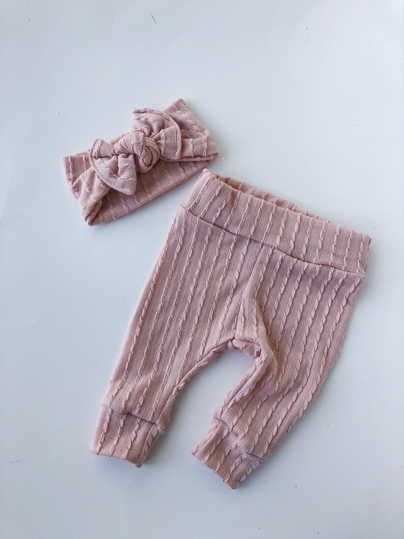 Blush Pink Baby Leggings and Headband Set Newborn Leggings Set Etsy