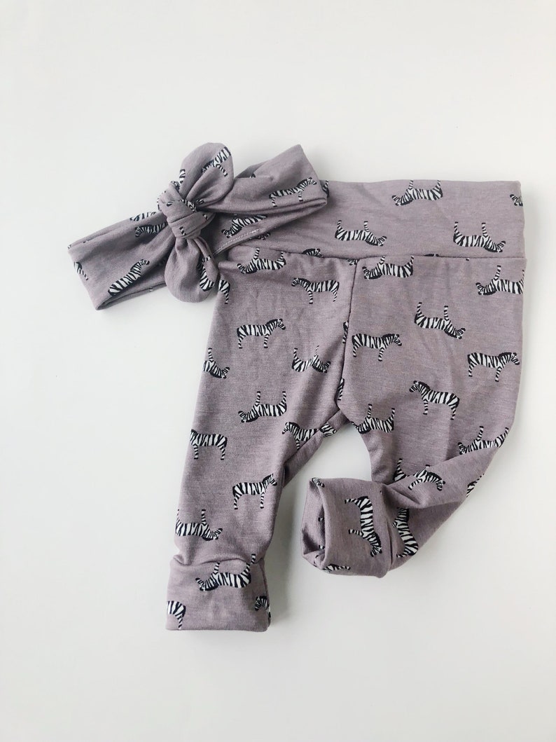 Zebra knot headband and leggings baby leggings newborn RTS 03 mo baby leggings set newborn take home set baby leggings and headband set