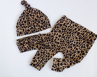cheetah Baby Leggings and Headband Set, kids clothes, newborn, toddler , girl pants set