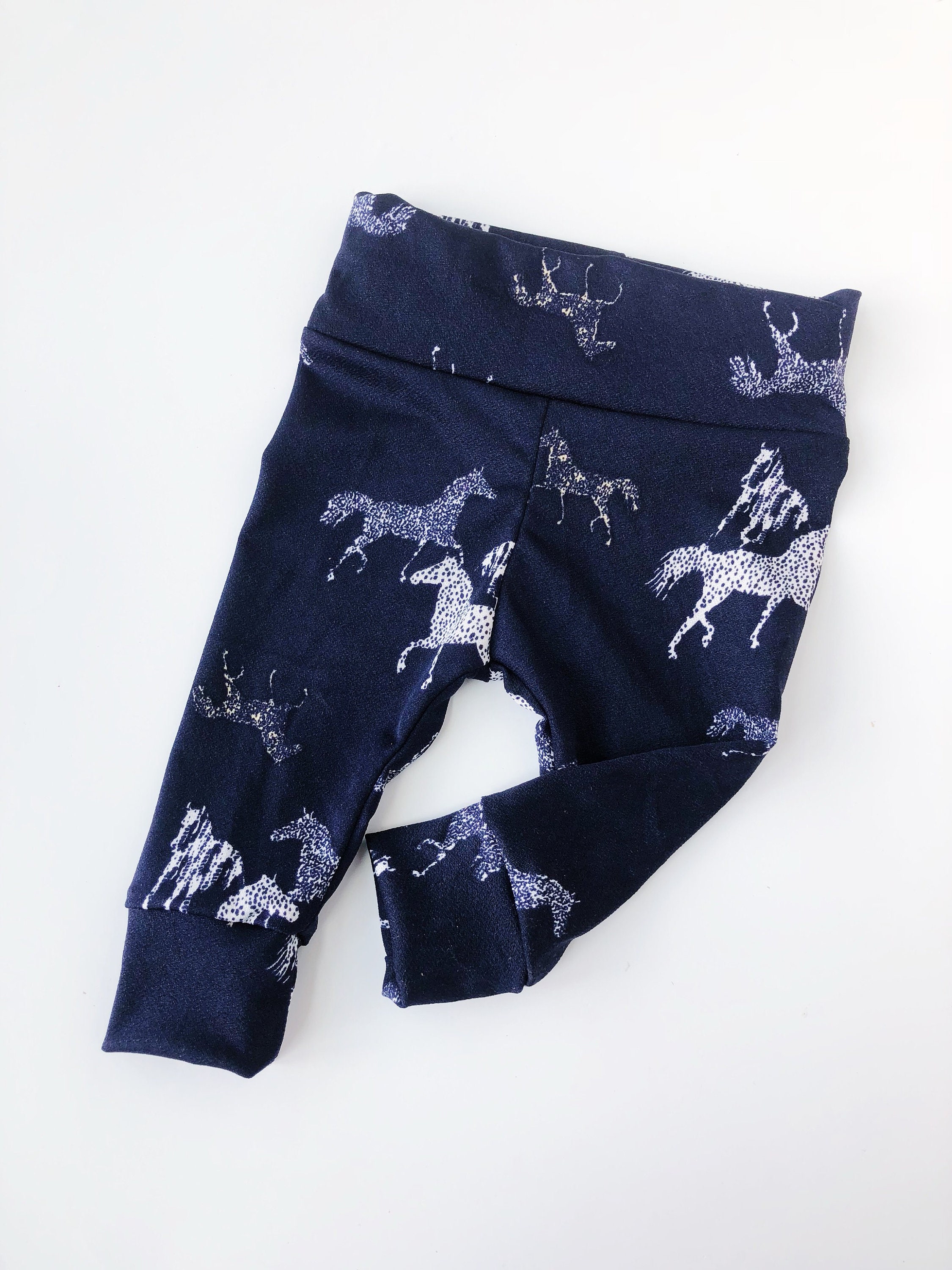 Horses on navy Baby leggings boy leggings newborn leggings Etsy