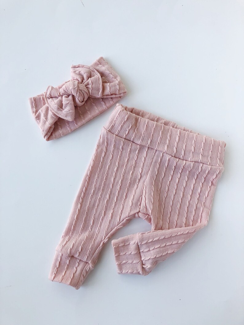 Blush Pink Baby Leggings and Headband Set Newborn Leggings Set Etsy