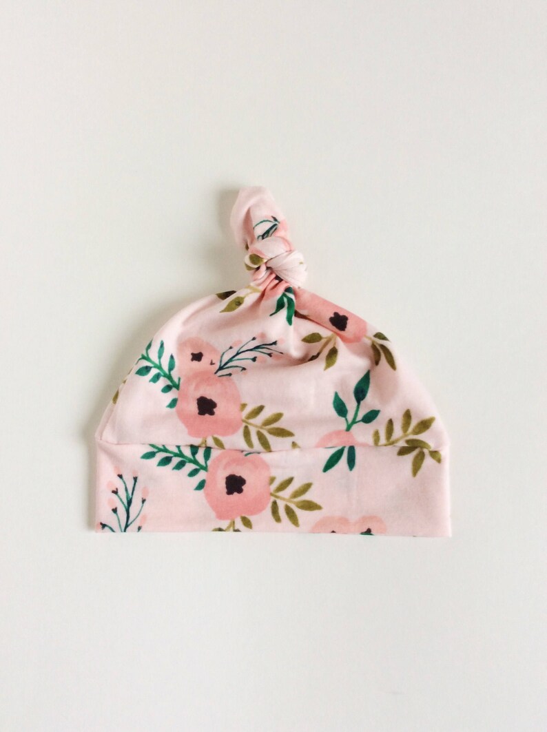 Peach floral Baby knot hat girl knot hat newborn hat girl Etsy