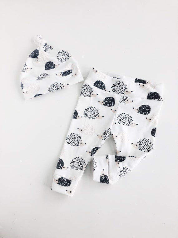 Hedgehogs- Organic Cotton Baby Leggings and Hat or Headband