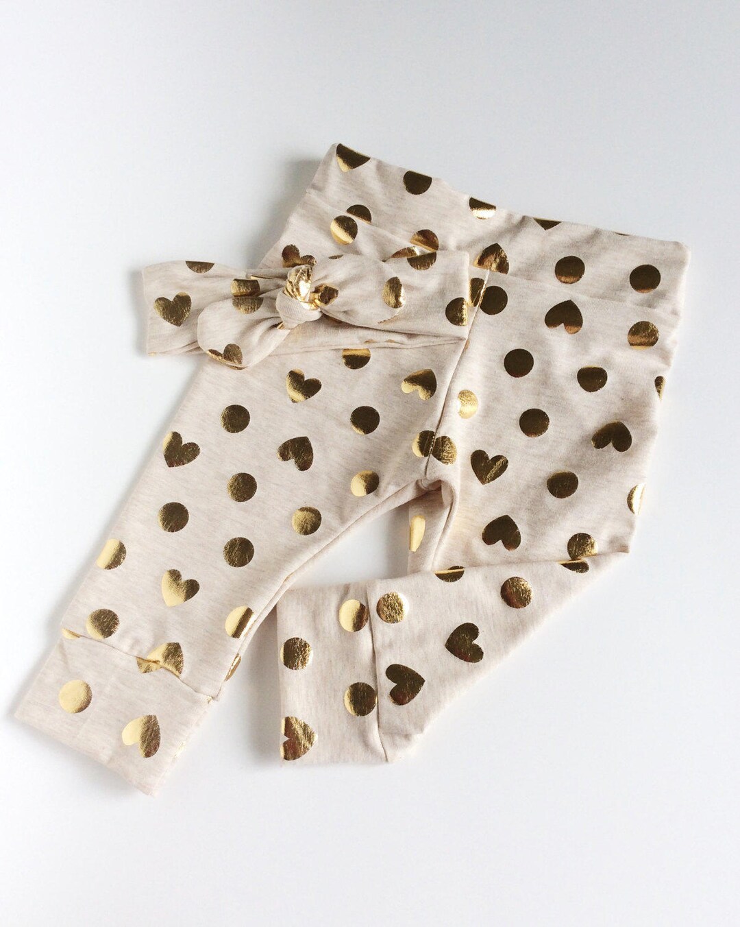 Gold Baby Leggings and Headband Set Newborn Leggings Newborn Etsy