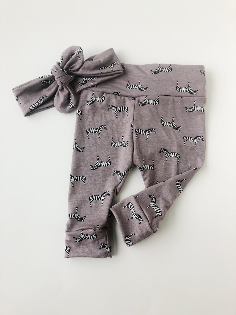Zebra knot headband and leggings baby leggings newborn RTS 03 mo baby leggings set newborn take home set baby leggings and headband set