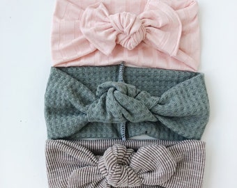 top Knot set (3) headband baby bows top knot headband baby headband top knot set headband toddler knot headband girls knot headband