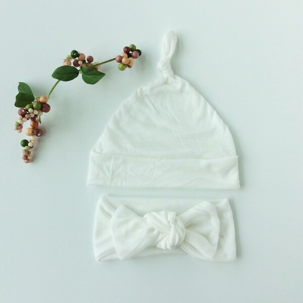 Blanco bebé superior nudo diadema blanco nudo sombrero bebé diademas superior nudo cabeza diadema bebé diadema nudo de la diadema de la cabeza de la diadema nudo niño
