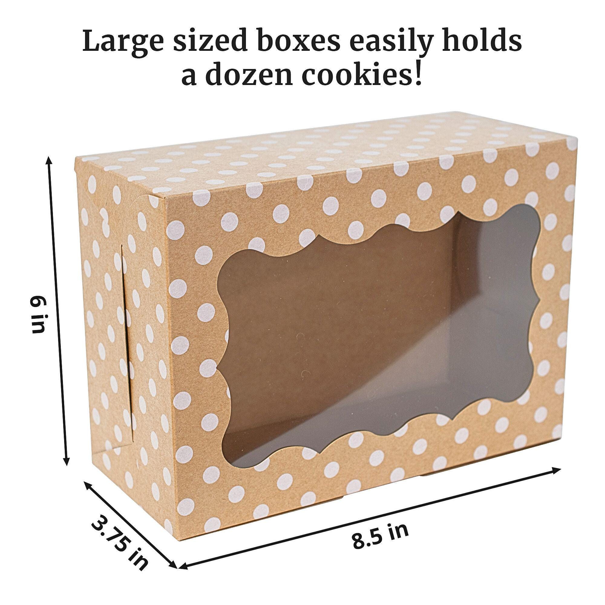 Polka Dot Cookie Boxes | 12 Pack | White Polka Dot Bakery Gift Box With ...