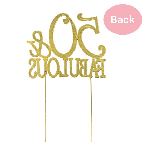 Stepping Into 50th Cake Topper – Gold Glitter 50th Birthday Decor, Photo Booth Prop - View #9