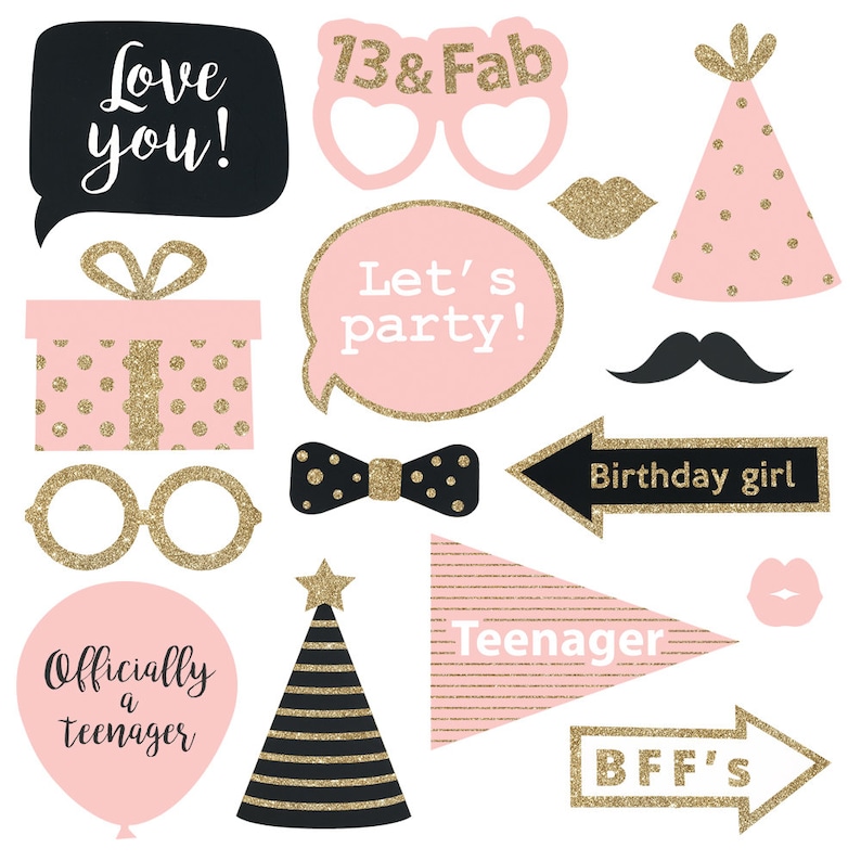 13th Photo Booth Props FULLY ASSEMBLED 13th Birthday Photo - Etsy