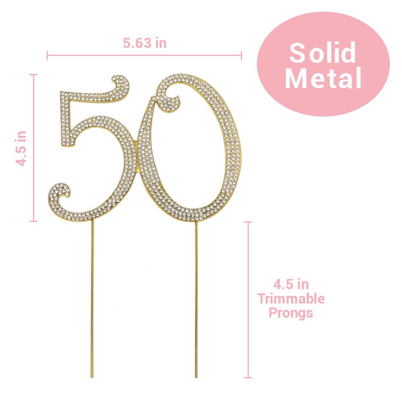 50 GOLD Cake Topper 50th Birthday or Anniversary Decoration | Etsy