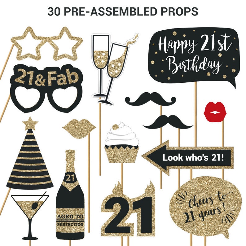 21st Photo Booth Props FULLY ASSEMBLED 21st Birthday Photo | Etsy