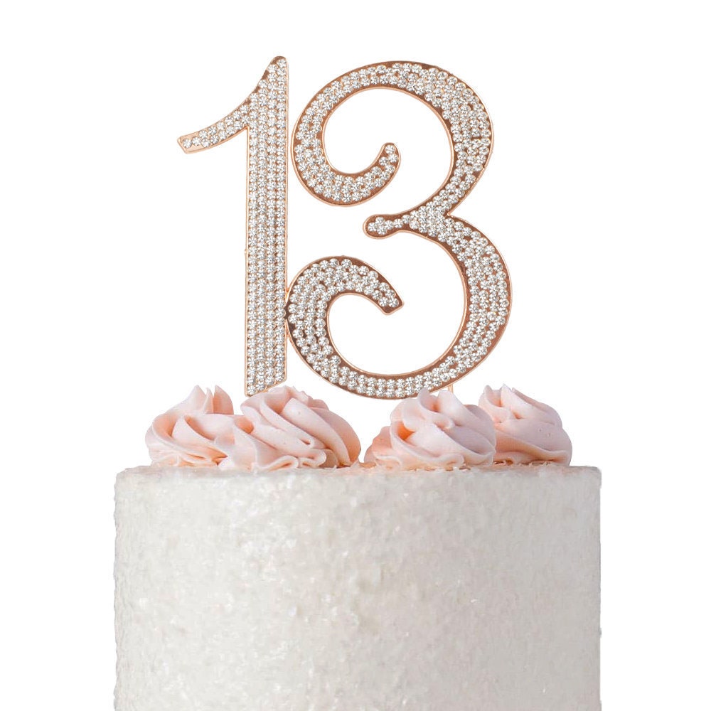 13 Birthday Cake Topper ROSE GOLD Number Thirteen Cake - Etsy