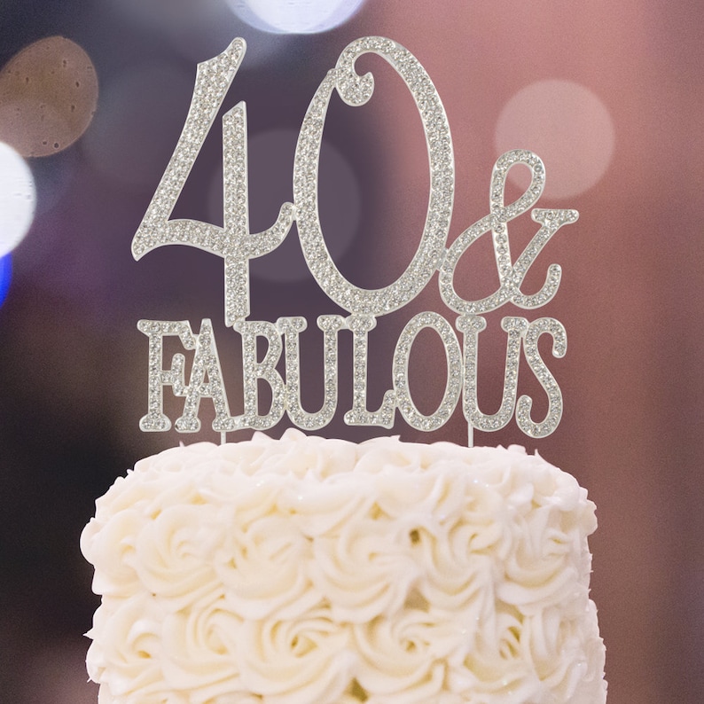 40 Birthday Cake Topper 40 y fabuloso SILVER 40 Sparkly - Etsy España