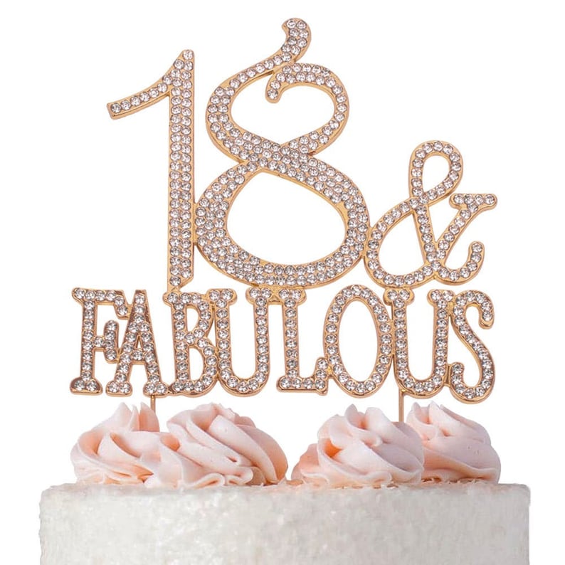 18 Birthday Cake Topper - ROSE GOLD 18 and Fabulous Sparkly Rhinestone ...