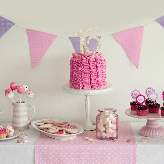 Décoration De Gâteau D'anniversaire 16 Ans Avec Paillettes