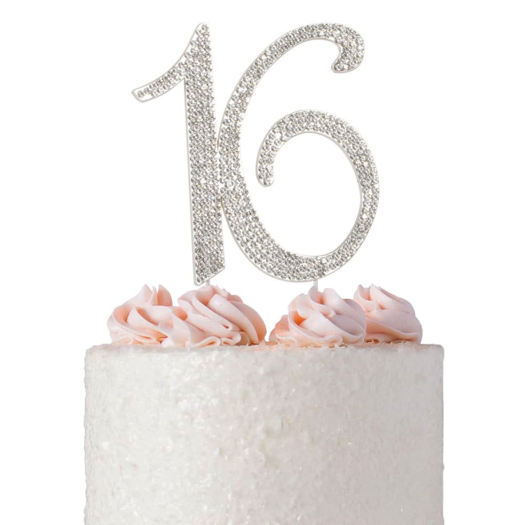 16 Birthday Cake Topper SILVER 16th Birthday Party Decoration Ideas Sweet 16 Party Sweet Sixteen